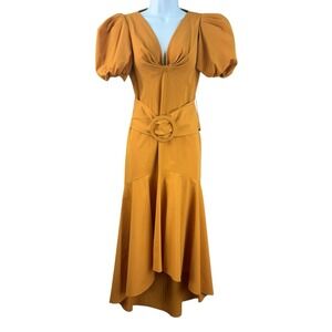 Sachin & Babi Womens Layla Dress Size 2 Orange‎ Puff Sleeve Asymmetrical Hem